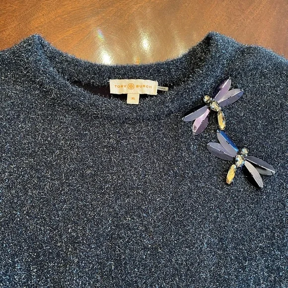 Tory Burch Sparkly Sweater with Dragonflies - Size XL - Picture 4 of 5